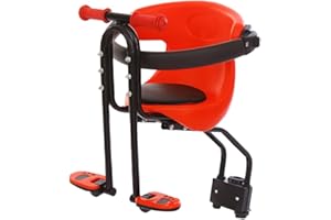 BURUIYOTEN Bicycle Front Seat Baby Bike Kids Chair Safe Children Carrier Mount MTB Mounted Bikes Child Seats With Handle And Pedal For Men Women'S Bicycles Universal Stable Easy To Install Max Capacity 20Kg Red