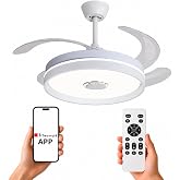 NARVI CANNES Ceiling Fan with RGB LED Light and Bluetooth Speaker | Silent DC Motor 45W, Mobile App, Remote Control, 3 Retrac