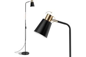 OUSFOT Lampa do czytania i salonu, wysokość 146 cm, 230 V, E27, maks. 40 W, retro, czarna