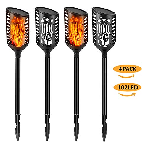 Preisvergleich Produktbild Solar Fackeln Licht Solarleuchte Gartenleuchte Solarlampen für Außen Gartenbeleuchtung LED Gartenleuchten Solar Gartenfackeln Beleuchtung Solarleuchten Garten Gartenlampe 4 Stück