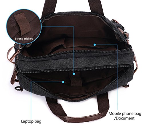 BAOSHA HB-22 Vintage Leinwand Herren Aktenkoffer Rucks  cke Arbeitstasche Umh  ngetasche Schultertasche Canvas Laptoptasche f  r 14 Zoll Grau