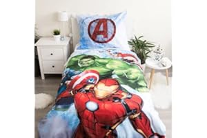 Jerry Fabrics F – Juego de cama – Avengers – 2 piezas – Funda nórdica – Reversible – 140 x 200 – Funda de almohada – 70 x 90 cm – 100% algodón blanco 600.04.0199.02.JF