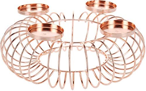 Rose Gold Copper Spiral Round Pillar Christmas Table Centre Piece Candle Holder