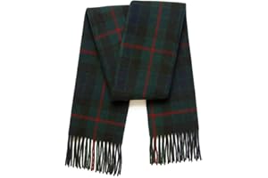 BRAW CLANS TARTANS 100% Pure Lambswool Tartan Scarf for women and men - 60x12 Unisex, Brushed wool winter long soft warm tartan check scarves - Gift for Christmas
