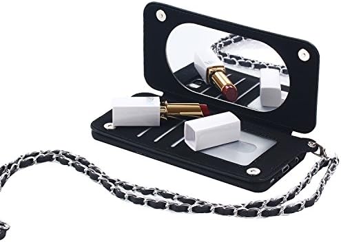 JHTC for Apple iPhone 6S iPhone 6 Case Silicone Black Cases Magnetic Mirror Wallet Card Holder Personalised Denim Design Patterned Gift Protective Cover with Lanyard Neck Strap