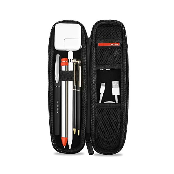 ProCase Halter Hülle für Apple Pencil, PU-Leder Tragetasche Hart Eva Schütz Pouch Ärmeltasche für Apple iPad Pro Pencil/Samsung Stylus/Surface Pen, mit Netztaschen und Elastikband