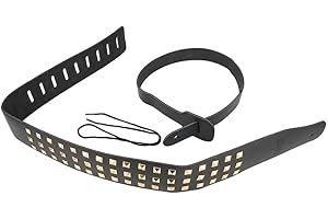 DYSTOPIAWORLD Adjustable Heavy Duty Leather Guitar Strap with Metal Spike Studs, Suitable for All Guitarists (B)