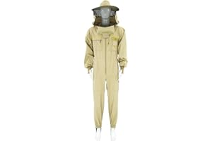 LYSON Combinaison d'apiculture avec voile, manchettes avec trou pour le pouce - Combinaison d'apiculture aérée - Vêtement d'apiculture professionnel avec chapeau amovible - Qualité supérieure (XXL,
