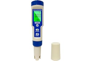 Ueomul Medidor pH Agua 5 EN 1 con medición de TDS EC Salinidad Temperatura, multiparamétrico Medidor Sal pH piscina impermeable IP67, ±0.01 alta precisión pH Meter con función ATC
