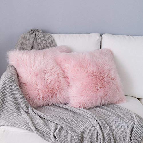 DQMEN Faux Fur Cushion Covers, Deluxe Home Decorative Super Soft Plush Mongolian Faux Fur Throw Pill DQMEN Faux Fur Cushion Covers, Deluxe Home Decorative Super Soft Plush Mongolian Faux Fur Throw Pill