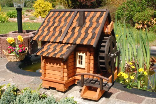Wunderschöne große Wassermühle aus Holz im blockhausstil mit Holzschindeldach - 3