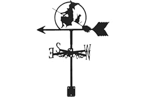UZSPAC Veletas de Viento para Jardin Hierro Metalico Bruja y Gato Veleta Herramienta de Medición de Viento para Decoración de Patio Y Patio