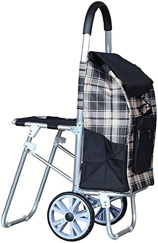 LHJ Shopping Cart Seat Grocery Foldable Durable Trolley Dolly (Lattice style) Bearing 40 kg , Black