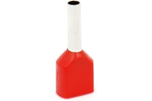 Heschen Twin Crimp TE1008 AWG 18 x 2/1,0 mm² x 2, 2 extremos de cordón doble, terminales de extremo de cable, longitud 8 mm, rojo, paquete de 1000 unidades
