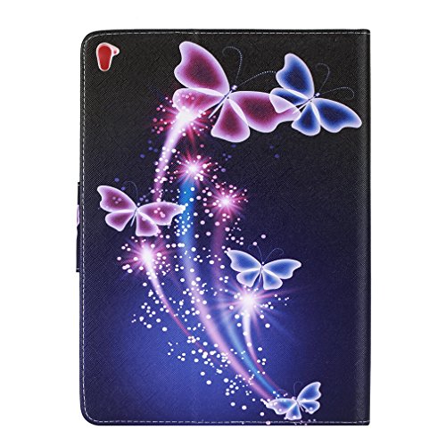 SZHTSWU® Schutzhülle für iPad Pro (9,7 Zoll), Slim Fit Folio Case Zeichnung Drücken Bunte Muster PU Leder Tasche mit Weich TPU Silikon Innere Tablette Hülle Kunstleder Tasche Wallet Etui Lederhülle Schutzhülle Flip Schale Ledertasche mit Kartenfächern und Ständerfunktion für Apple iPad Pro (9,7 Zoll), Schmetterling - 2