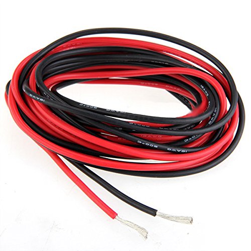 2 x 3 M 16 Gauge AWG Silikon Gummi Drahtseil Draht Kabel flexibel rot schwarz