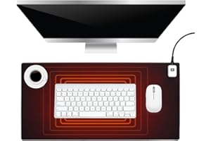 CJBIN Alfombrilla Escritorio, Alfombrilla de Ratón con Función de Calefacción, 7 Configuraciones de Calefacción, Alfombrilla de Escritorio Calefactada, para el Hogar, Oficina, PC, Portátil - Negro
