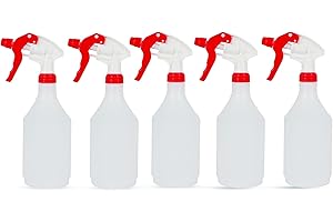 DISCOUNTED CLEANING SUPPLIES DCS Pack of 5 Plastic Water Spray Bottles for Cleaning 750ml – Hand Trigger Empty Spray Bottles for Gardening and Home Cleaning – Heavy duty Industrial Refillable Mist Spray Bottle (Red)
