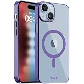 BUFF LABS iPhone 15 ile Uyumlu MagSafe Uyumlu Slim Fit Kılıf Kablosuz Şarj Destekleyen Sararmaya Karşı Korumalı Kapak (Mor)