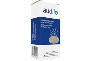 Audilo - x4 Pastilles Déshydratantes pour Appareils Auditifs - Pour Sécher vos appareils auditifs après Nettoyage - Anti-humidité pour Aides Auditives - 4 Capsules