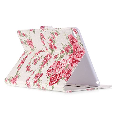 iPad 6 Lederhülle, Felfy Ultra Slim Flip Leather Case für / Apple iPad Air 2 / iPad 6 Tablet / Leder Hülle Etui Cover Handytasche / Schön Rosa Roses Blume Muster / 1x Rosa Blume Anti Dust Plug / 1x Pink Stylus - 4