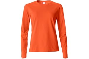 Clique - Maglietta a maniche lunghe con scollo rotondo da donna Basic-T L/S in jersey di cotone vestibilità slim fit in diverse misure e colori