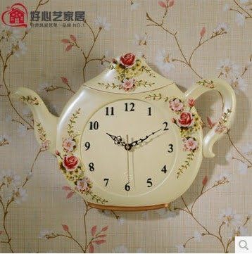 BYLE Creative Stylish Garden Unique Bedroom Warm Rose Tea Pot Home Decoration Wall Clock