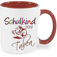 Schulkind 2018 Tasse Kaffeebecher Kaffee Kind Mädchen Junge Tasse mit Namen bedruckt Namentasse personalisiert mit WUNSCHNAMEN Geschenk zum Geburtstag Weihnachten Einschulung