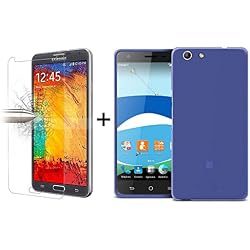 TBOC Pack: Funda de Gel TPU Azul + Protector Pantalla Vidrio Templado para ZTE Blade A506 [5.2 Pulgadas]. Silicona Ultrafina y Flexible. Protector Resistente a Golpes Caídas y Arañazos