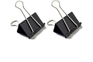 Coideal Medium Binder Paper Clips, 24 Pack 32mm Black Bull Metal Foldback Clip Clamps for Office