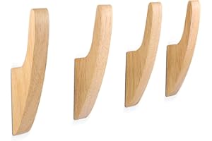 SAUNNIHEN 4 Packs Coat Hooks Wall Mounted, Wooden Wall Hooks for Hanging, Multifunctional Vintage Wall Hanger Hooks, Towel Hooks, Coat Racks for Bedroom Living Room Hallway