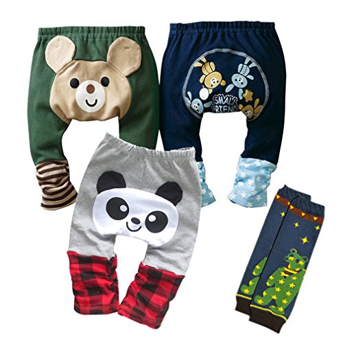 Kubeer 4pc 0-3T Baby PP Pants Children Boy Infant Autumn Tights Trousers Clothes