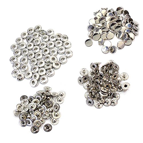 Pinzhi 50 Stück 10mm Silberfarbe Metall Snap Presse Verbindungselemente Nieten ohne Nähen Knöpfe neu - 3