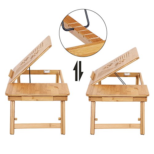 Songmics Laptoptisch Betttisch Notebooktisch Lapdesks für bis 17 Zoll Laptops höhenverstellbar Faltbare 55 x 35 x 29 cm LLD002 - 5