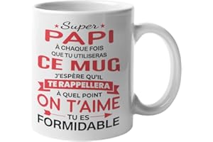 ECLAT DU CADEAU Mug Super Papi 330ml Céramique - Message d'Amour Tu Es Formidable - Cadeau Original Grand-Père - Idée Fête des Grands-Pères, Anniversaire, Noël