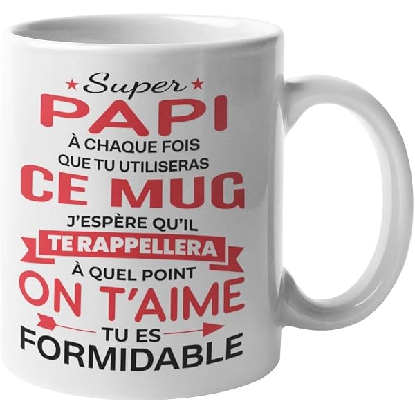 Mug Super Papa - Message D'Amour Personnalisé - Cadeau Fête Des Pères, Anniversaire - Céramique 330ml