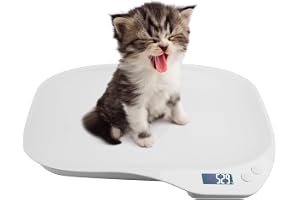 GBKDQQ Liten hundvåg 15 kg (± 1 g) med 4 vägningslägen (kg/oz/lb/ml) för kattunge, valp, hamster, små fåglar, kaniner