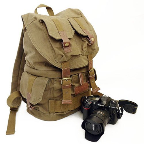 iDream - Retro Sac dos toile canvas pour cam ra DSLR SLR appareil photo reflex - avec housse de pluie tanche pour Sony Canon Nikon Olympus - 30cm x 17cm x 42cm Vert militaire iDream - Retro Sac dos toile canvas pour cam ra DSLR SLR appareil photo reflex - avec housse de pluie tanche pour Sony Canon Nikon Olympus - 30cm x 17cm x 42cm Vert militaire