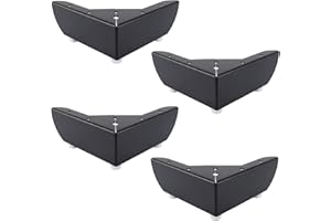 LIKERAINY Patas para Muebles 50mm Alto Pies de Mesa para Mueble de Cocina Encimera Sofá Cama Mesitas Armarios Pie de Escritorio Fuerte Negro Juego de 4