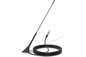 Bingfu Antenne Radio Voiture Antenne Autoradio FM/AM Universal Monture de Toit avec Base Montage, Câble 5m, Connecteur Fiche DIN pour Récepteur Unité Tête Stéréo SUV Camions Voiture