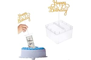 Morofme Kuchen Spardose, Geld ziehen Kuchen Form, Geld Kuchen Spender Box, Kuchen Geld Kit mit Happy Birthday Cake Topper Kuchen ATM Spardose für Geburtstag Abschlussfeier Kuchendekoration