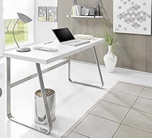 SCHREIBTISCH COMPUTERTISCH BÜRO HOME OFFICE TISCH WEISS MATT LACKIERT