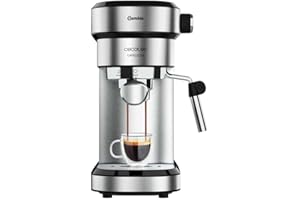 Cecotec Cafetera Express con Doble Salida Cafelizzia Steel. 1350W, Brazo Portafiltro con Dos filtros, Vaporizador Orientable, 20 Bares de Presión, Depósito Extraíble de 1,2L, Acero