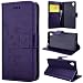 Produktbild SMART LEGEND Sony Xperia X Lederhülle Schmetterling Weinstock Premium Schutzhülle Wallet Case Lila Muster Design Etui Brieftasche Ledertasche mit Handschlaufe Neu Zubehör im Bookstyle Cover Schale mit Ständer Standfunktion Etui Karten Slot und Magnetverschluss Flip Case