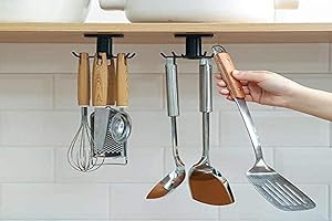 Angelkiss Porta Utensili da Cucina,Rotazione di 360° Adesivo Forte Porta Utensili da Cucina per Bagno e Cucina(2 Pezzi)