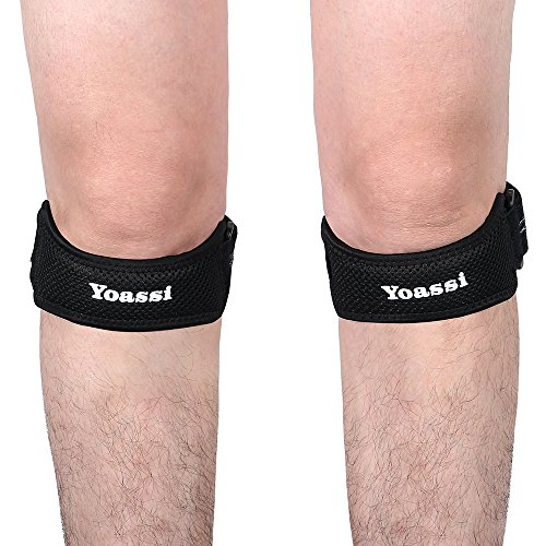 Preisvergleich Produktbild Yoassi - 2 x Patella Band - Hochwertig Patellasehnen Bandage Sport Entlastung zum Laufen, Wandern und Fußball in schwarz - Einheitsgrösse