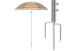 Herefun Sonnenschirmständer mit Rasendorn, Erdspieß Sonnenschirm, Schirmständer Strand, Abnehmbarer Sonnenschirmhalter, Gartenschirm, Bodenspieß für Angeln, Strand, Rasen