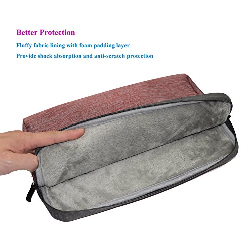 Willful Denim-Gewebe 13-13,3 Zoll Laptophülle Tragetasche Aktentasche Sleeve Tasche mit Griff für iPad Pro 12,9 / 33-33,8 cm-Laptop / Notebook-Computer / MacBook Air 13 / MacBook Pro 13 Rot - 4