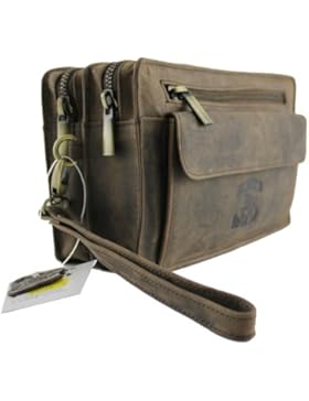 Handgelenktasche Tasche für Männer aus butterweichem Leder in Braun