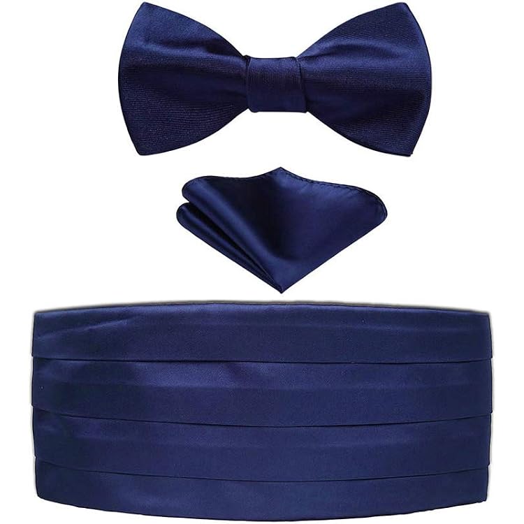 Ensemble Accessoires Smoking Homme 3 Pièces - Ceinture + Nœud Papillon + Pochette - Noir En Polyester